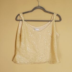 Tahari Light Gold Shimmery Sequined Formal Cami Top
